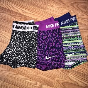 Nike and Under Armour  spandex/biker shorts all size small